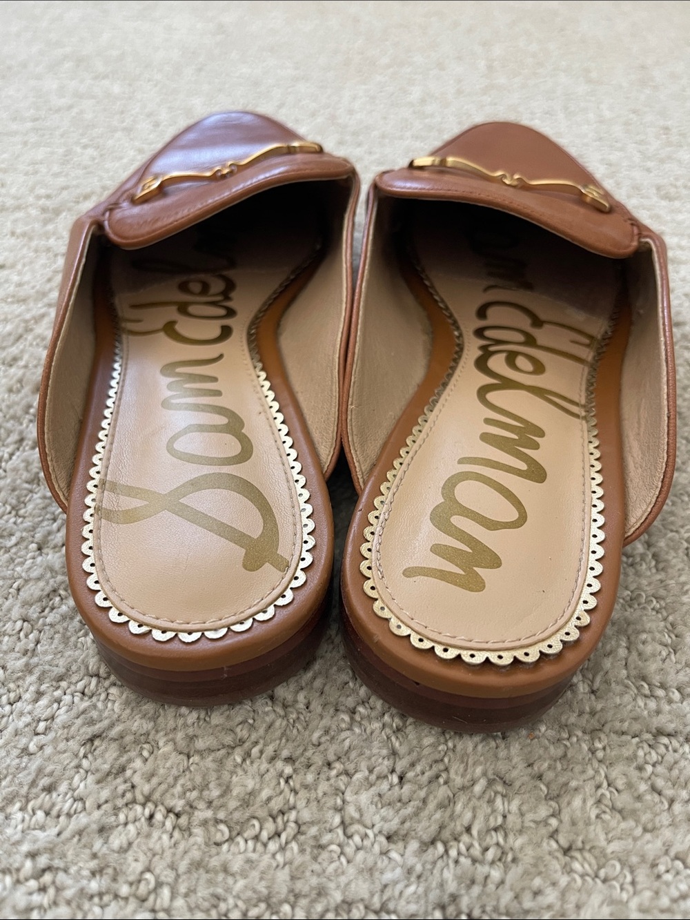 Sam Edelman Linnie Brown Leather Mule Loafers with Gold Bit - Picture 2 of 3